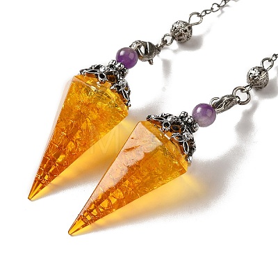 Natural Citrine Dowsing Pendulum Big Pendants G-H285-02P-09-1