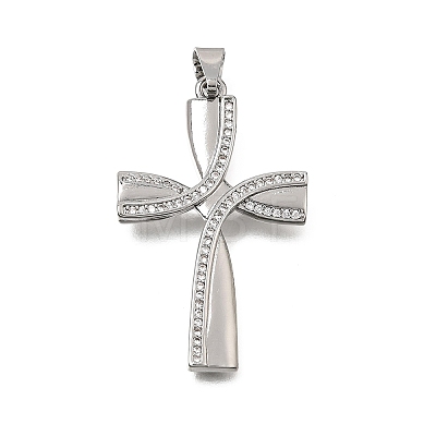Brass Micro Pave Clear Cubic Zirconia Pendants CU-CBA4BAF-06P-1