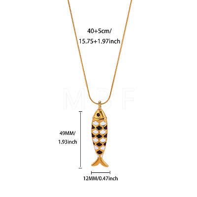Ocean 304 Stainless Steel Enamel Pendant Necklaces WG71C62-06-1