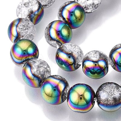 Electroplated Crackle Glass Beads Strands EGLA-N014-10mm-06-1