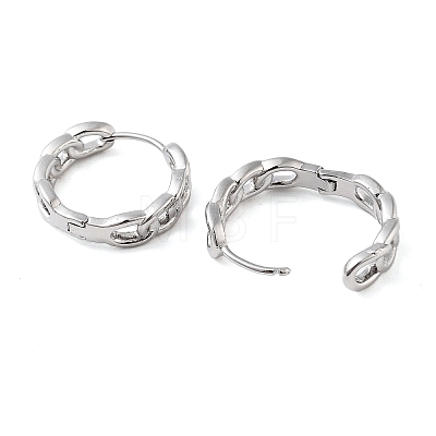 Brass Chain Charm Hoop Earrings for Women EJEW-F347-02P-02-1