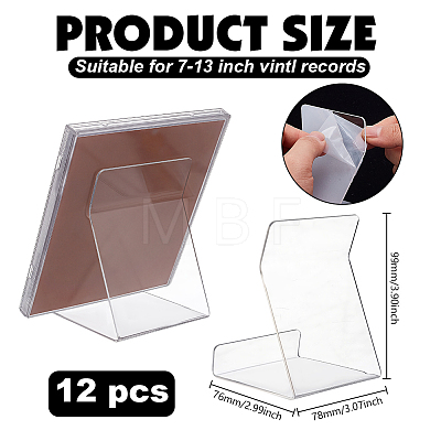 12Pcs Transparent Acrylic Bookshelf OFST-GO0001-07-1