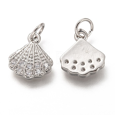 Brass Micro Pave Clear Cubic Zirconia Charms ZIRC-C020-49P-1