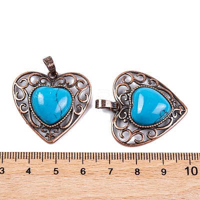 Synthetic Turquoise Peach Love Heart Pendants G-G158-01-09-1