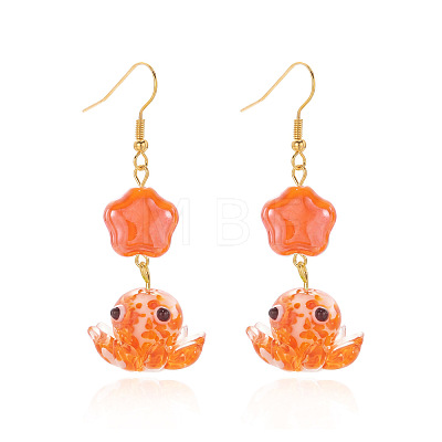 Iron & Glass & Porcelain Dangle Earrings WG76621-01-1