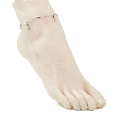 3Pcs 3 Styles 304 Stainless Steel Cross Link Chain Anklets AJEW-AN00739-1