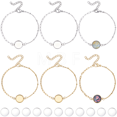 16Pcs 2 Colors 304 Stainless Steel Paperclip Chain Satellite Chain Bracelet Making BJEW-SP0001-32A-1