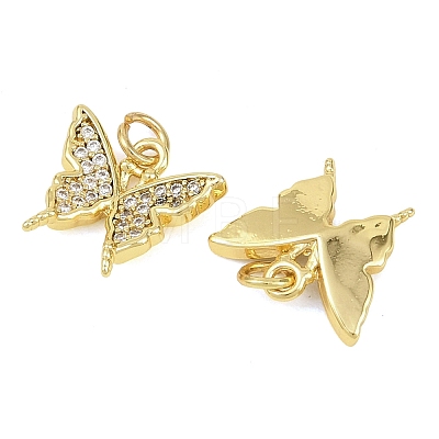 Brass Micro Pave Clear Cubic Zirconia Charms KK-D218-26G-07-1