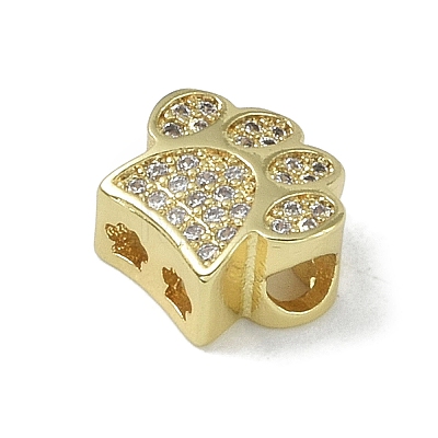 Rack Plating Brass Micro Pave Clear Cubic Zirconia Beads KK-A220-03G-1