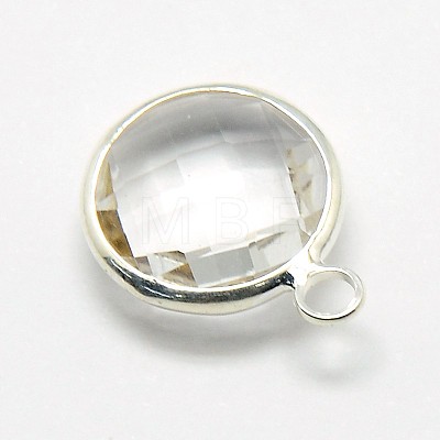 Silver Color Plated Brass Glass Pendants GLAA-J018A-S-1