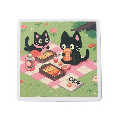 60Pcs Cute Cat Theme PVC Adhesive Waterproof Cartoon Stickers Set STIC-C005-05-1