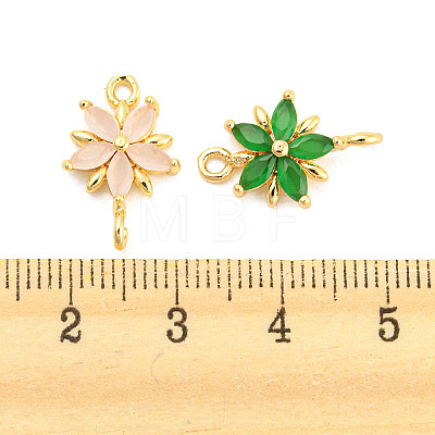 Brass Pave Glass Connector Charms GLAA-A006-05-1