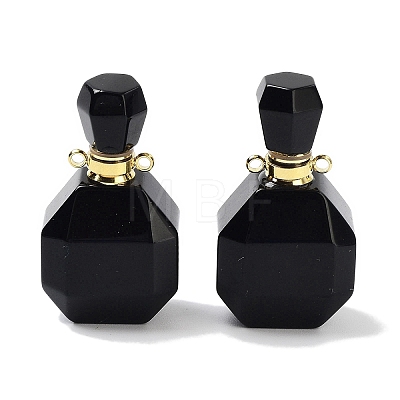 Natural Obsidian Perfume Bottle Pendants G-Q163-10G-05-1