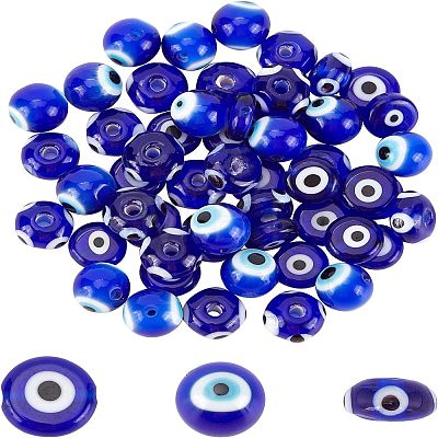 CHGCRAFT 72Pcs Handmade Evil Eye Lampwork Beads LAMP-CA0001-01-1