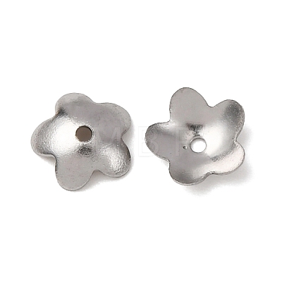 Tarnish Resistant 5-Petal 201 Stainless Steel Flower Bead Caps STAS-N027-02-1