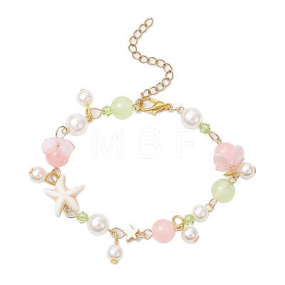Synthetic Turquoise Beads Charm Bracelets BJEW-JB11849-01-1