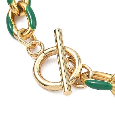 304 Stainless Steel Enamel Cable Chain Bracelets for Women BJEW-JB13595-1