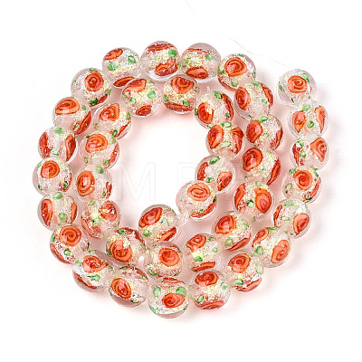 Handmade Foil Lampwork Beads Strands FOIL-T008-05D-1