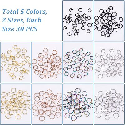 Unicraftale 300Pcs 10 Styles 304 Stainless Steel Jump Rings STAS-UN0038-44-1