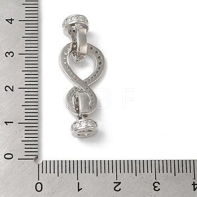 Rack Plating Brass Micro Pave Clear Cubic Zirconia Fold Over Clasps KK-A222-06P-1