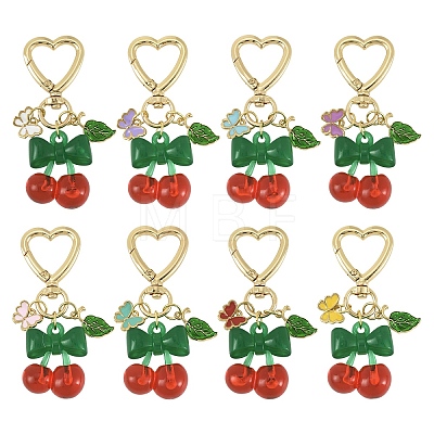8Pcs Alloy Enamel & Acrylic Pendant Decorations HJEW-YW00394-1