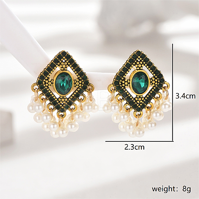 Bohemia Style Holiday Green Beaded Stud Earrings TP4822-1