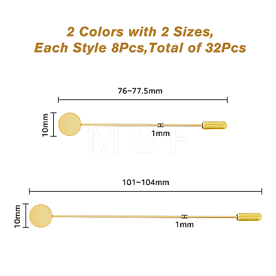 32Pcs 4 Styles Brass Lapel Pin Base Settings KK-FH0006-58-1