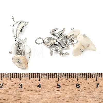 14Pcs 7 Styles Sea Animals Alloy Pendants PALLOY-JF05522-01-1