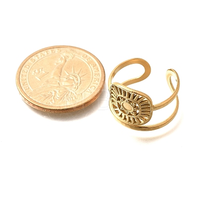 Square with Sun 304 Stainless Steel Open Cuff Rings for Women LS-RJEW-M046-01G-1