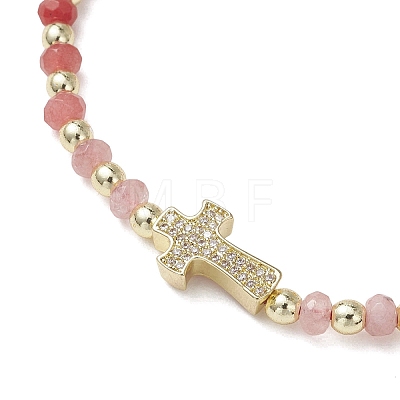 Dyed Natural Malaysia Jade Rondelle Beaded Braided Bead Bracelets BJEW-JB13395-1