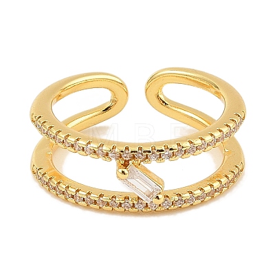 Brass Micro Pave Cubic Zirconia Cuff Rings for Women RJEW-S392-22G-1