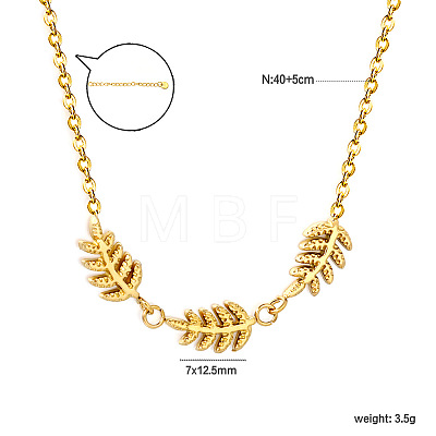 304 Stainless Steel Triple Leaf Pendant Necklaces for Women WG74C14-01-1