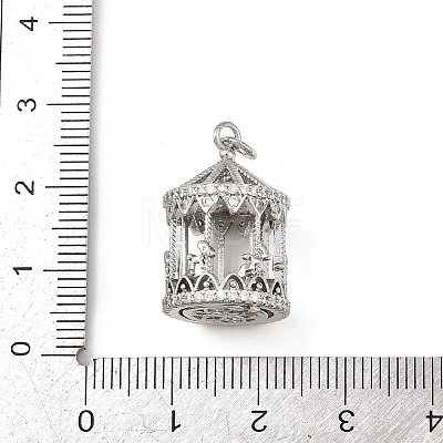 Brass Micro Pave Clear Cubic Zirconia Clear Locket Pendants KK-H524-09P-1