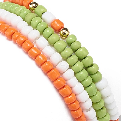 4Pcs 4 Color Glass Beaded Stretch Bracelets Set for Women BJEW-JB08805-1