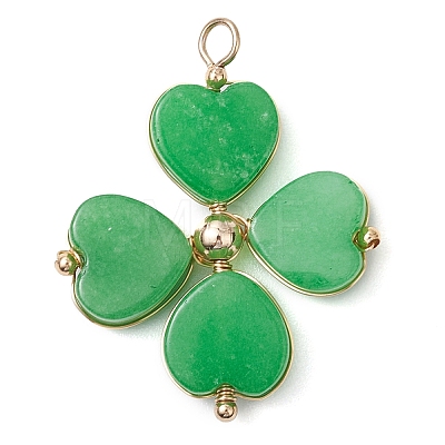 Natural Howlite/Green Aventurine/Malaysia Jade/Rose Quartz/Synthetic Turquoise Clover Pendants PALLOY-JF03181-1