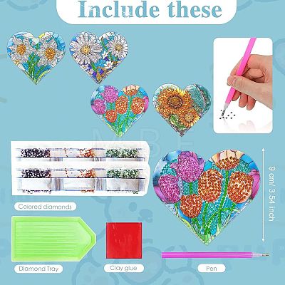 DIY Flower Heart Bookmark Diamond Painting Kit PW-WG45A0E-01-1