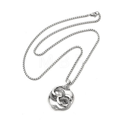 Alloy Snake Pandant Necklace with Stainless Steel Box Chains NJEW-K245-009-1