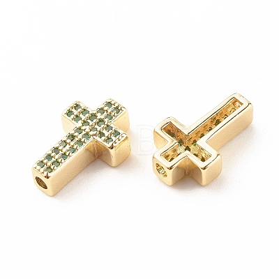 Rack Plating Brass Cubic Zirconia Beads KK-B051-06G-03-1