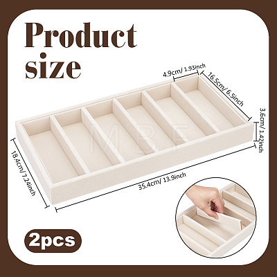 6 Grids Rectangle MDF Covered with Velvet Glasses Organizer Trays ODIS-WH0030-293-1