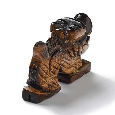 Natural Tiger Eye Carved Healing Dragon Figurines DJEW-F025-02B-1