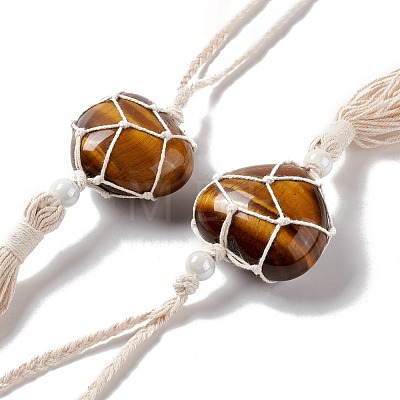 Natural Tiger Eye Pendant Decorations HJEW-E579-01F-1