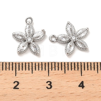 Brass Micro Pave Clear Cubic Zirconia Charms KK-C054-18P-1