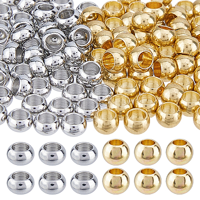 100Pcs 2 Colors Stainless Steel Beads STAS-DC0017-50-1