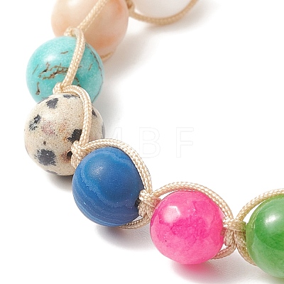 Round Natural & Synthetic Mixed Gemstone Braided Bead Bracelet BJEW-JB09299-1