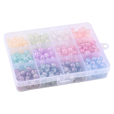 300Pcs 12 Colors Translucent Crackle Glass Beads Strands CCG-YW0001-14-1