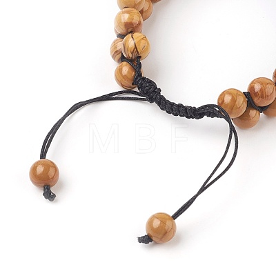 Chakra Natural Petrified Wood Braided Bead Bracelets BJEW-O164-A04-1