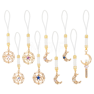 1 Set Alloy Rhinestone Cell Phone Charms Chain HJEW-BC0001-33-1