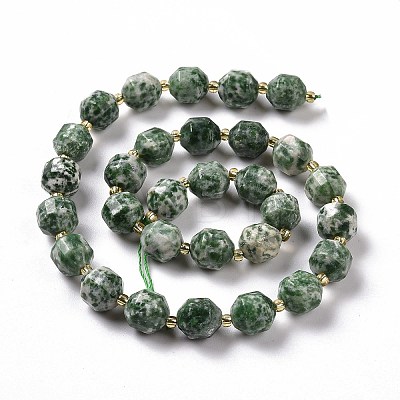 Natural Green Spot Jasper Beads Strands G-G990-F10-1
