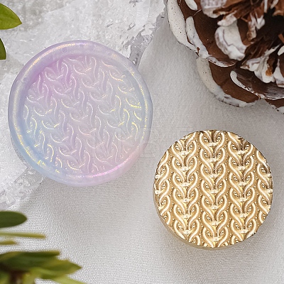 Texture Theme Round Brass Stamp Head AJEW-M036-01E-G-1