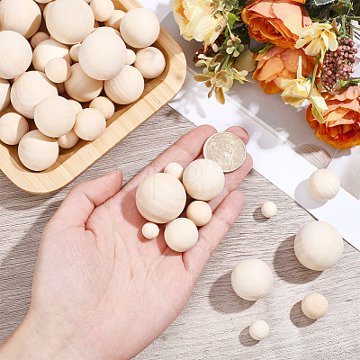 110Pcs Wooden Round Ball WOOD-PA0001-85-1